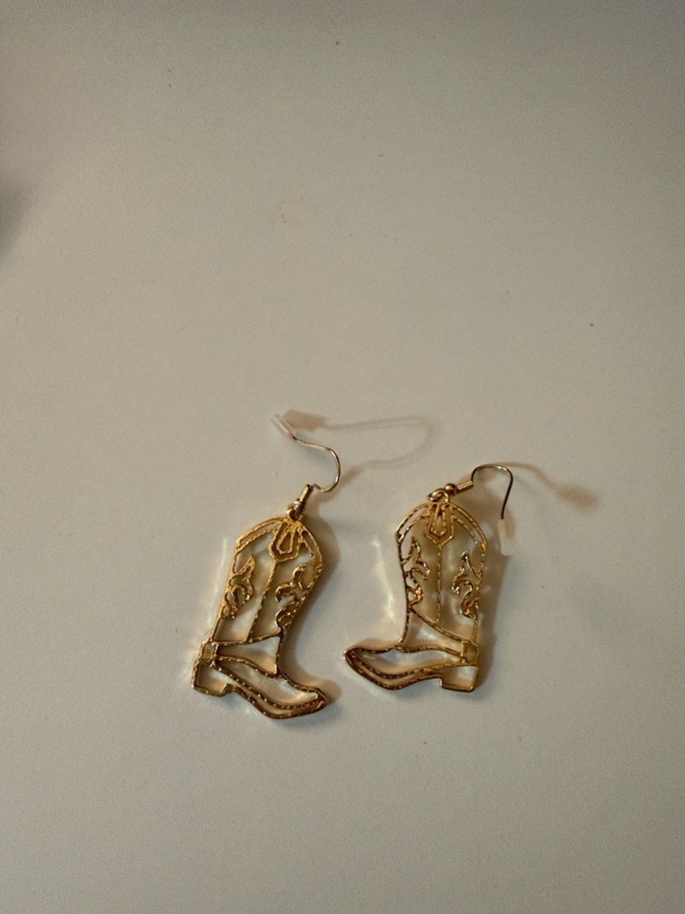 Gold Cowboy Boot Dangle Earrings